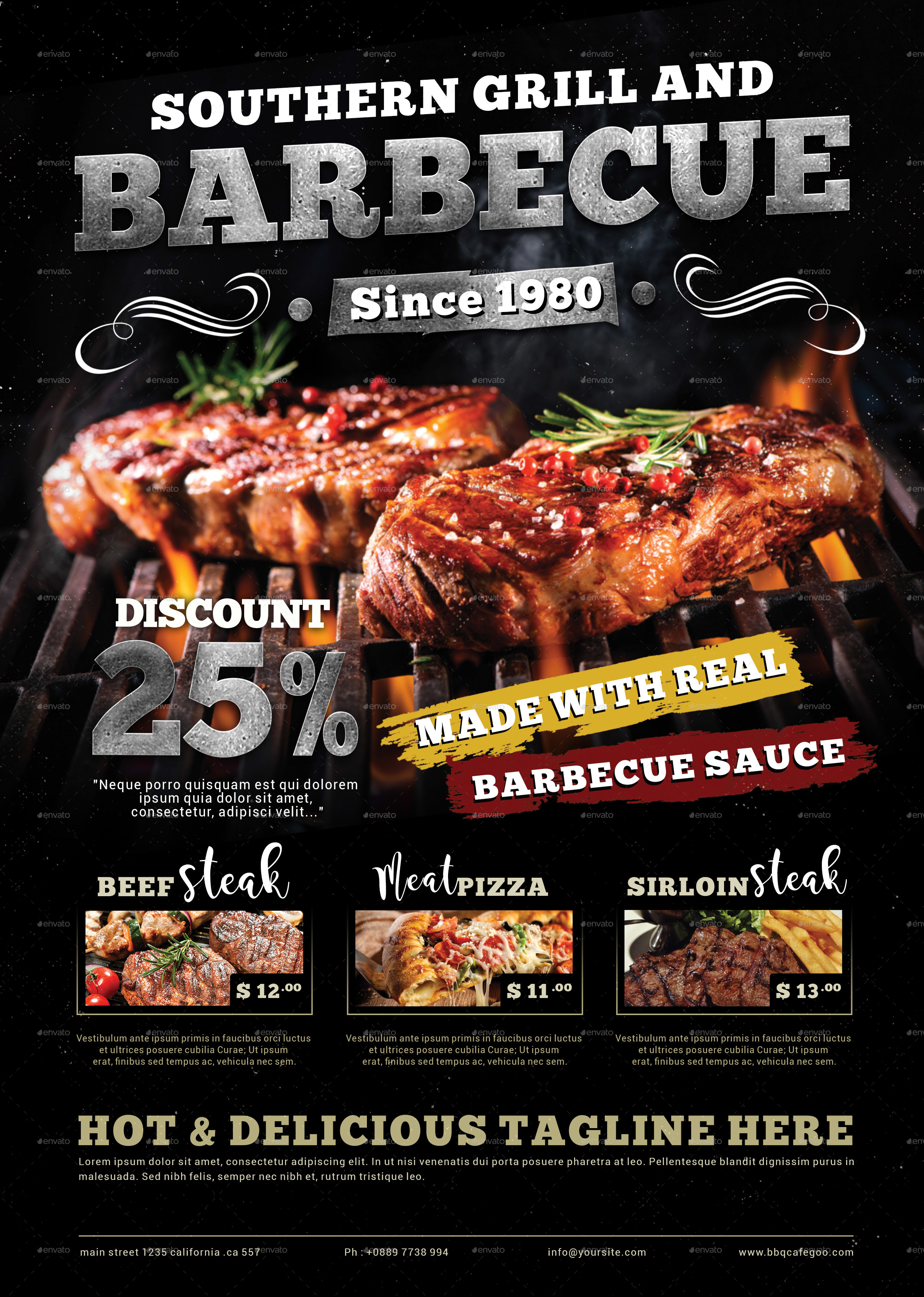 Grill Barbecue Restaurant Menu Template by adimasen GraphicRiver